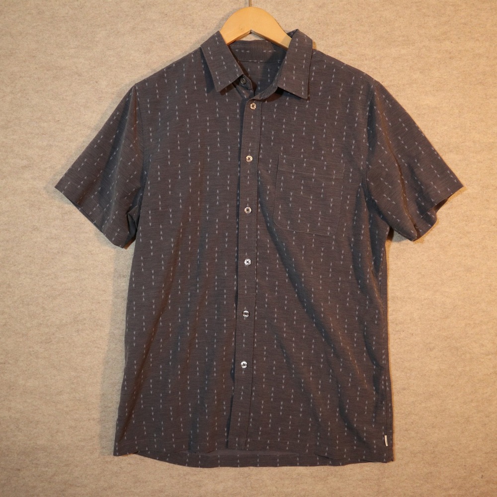 Vuori Mens Bridge Button Down Shirt Size M Gray Short Sleeve V184 Gorpcore